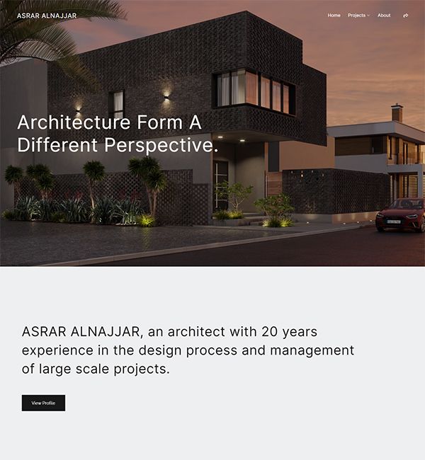 Exemplos de sites do portfólio Asrar Alnajjar