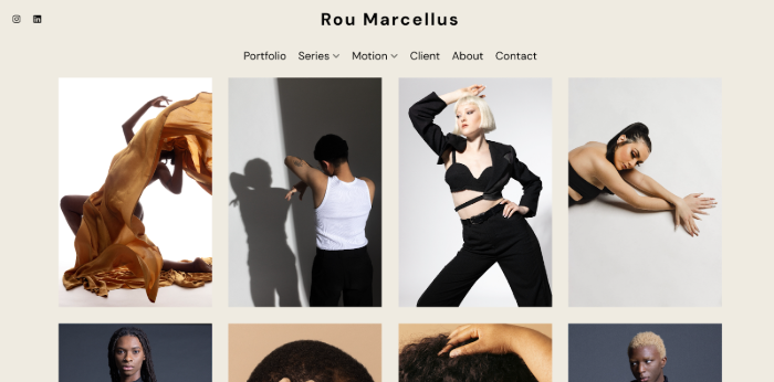 Rou Marcellus fashion photography portfolio website