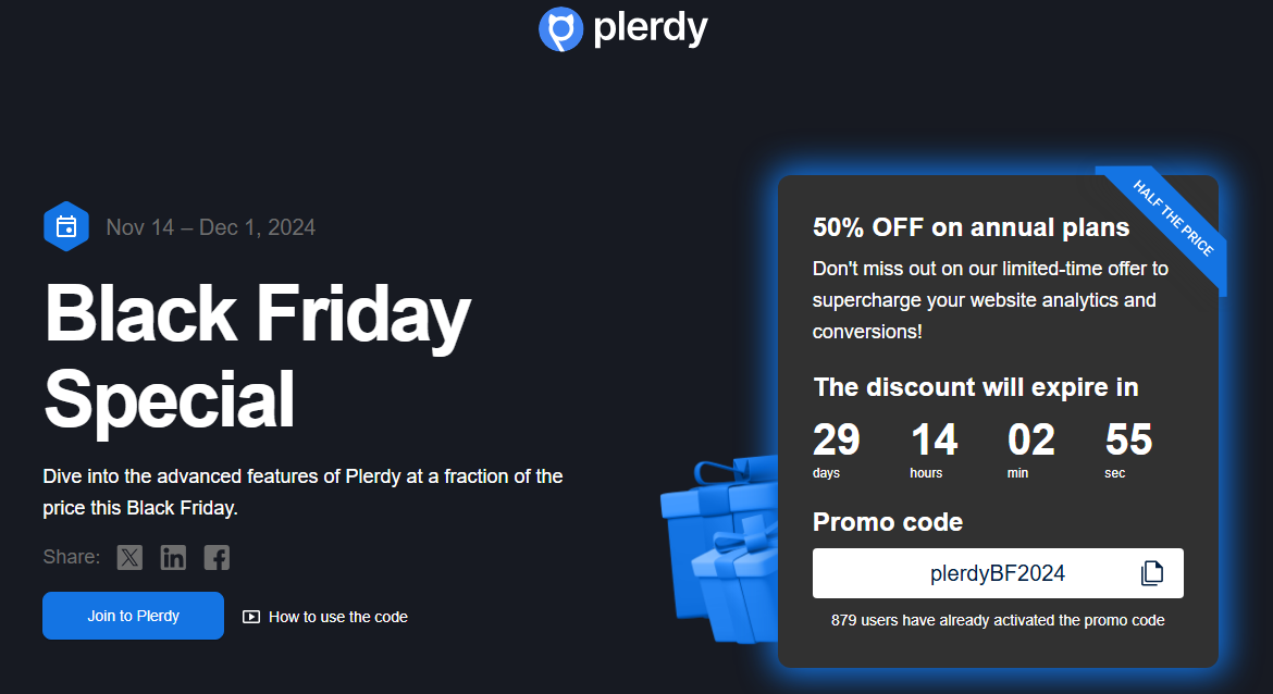 Offerta del Black Friday di Plerdy