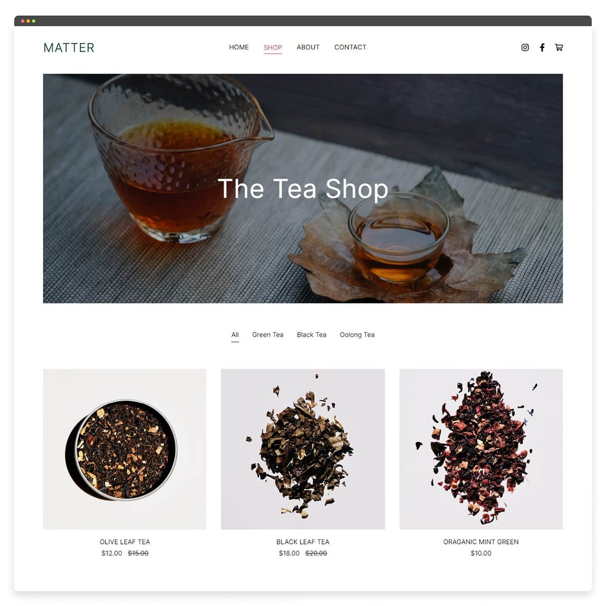 Matter - Pixpa Store Template