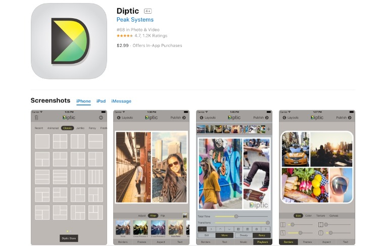 Приложение для создания коллажей Diptic