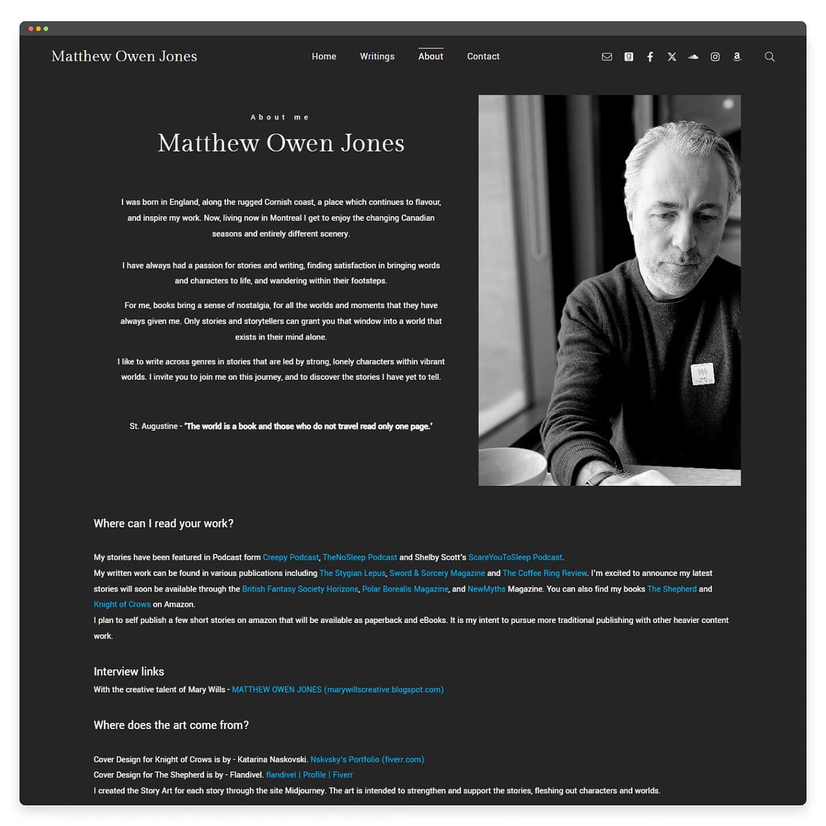 Page bio de l'auteur de Mathew Owen Jones