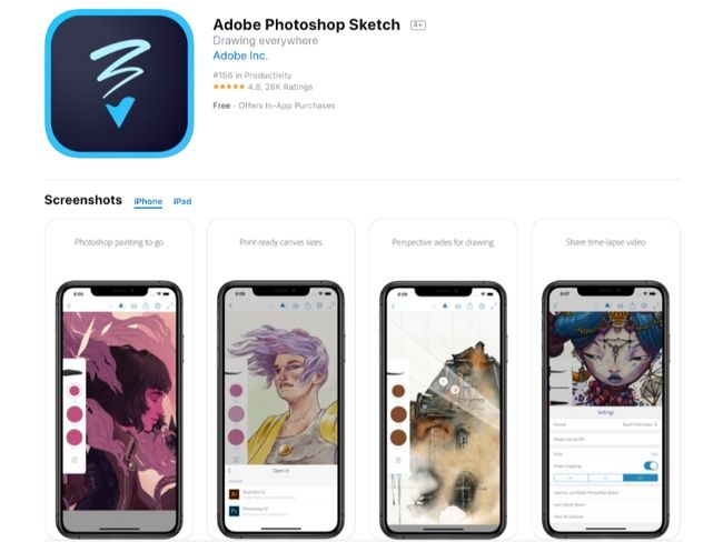 Скриншот магазина приложений Adobe Photoshop IOS