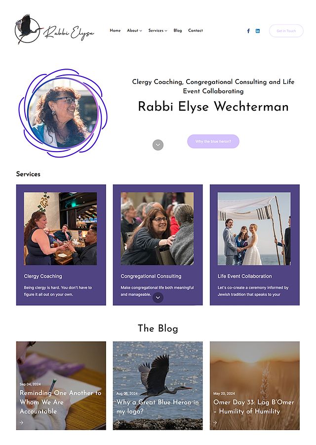 Voorbeelden van portfoliowebsites van Rabbi Elyse Wechterman