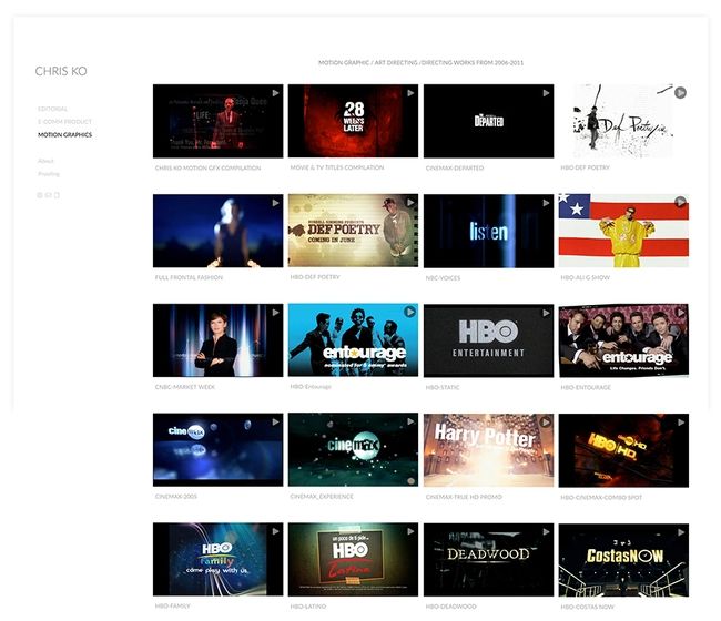 Chris Ko Video portfolio website